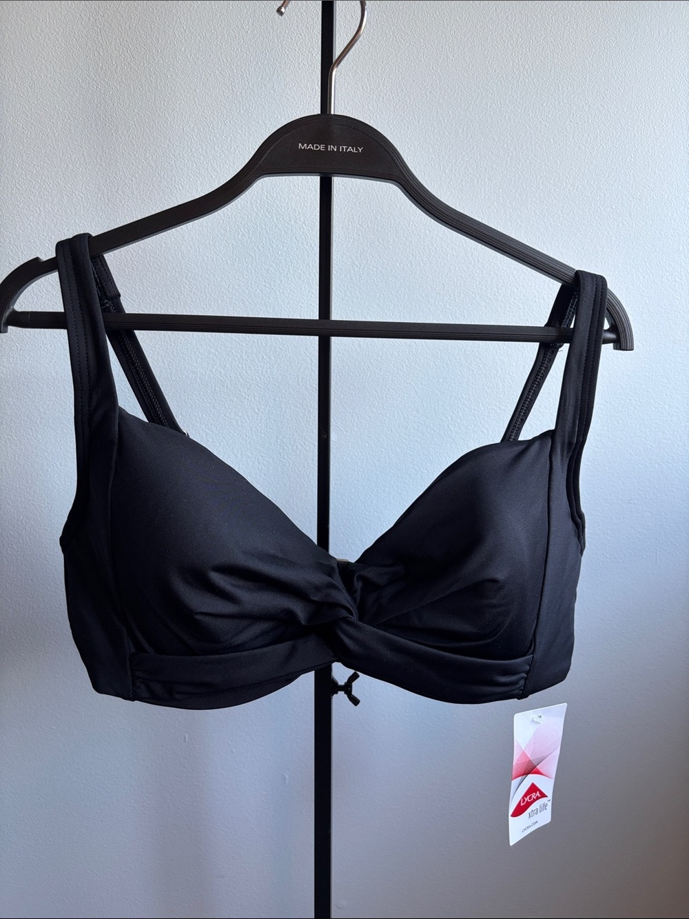 Lands' End Black Twist-Front Underwire Swim Top